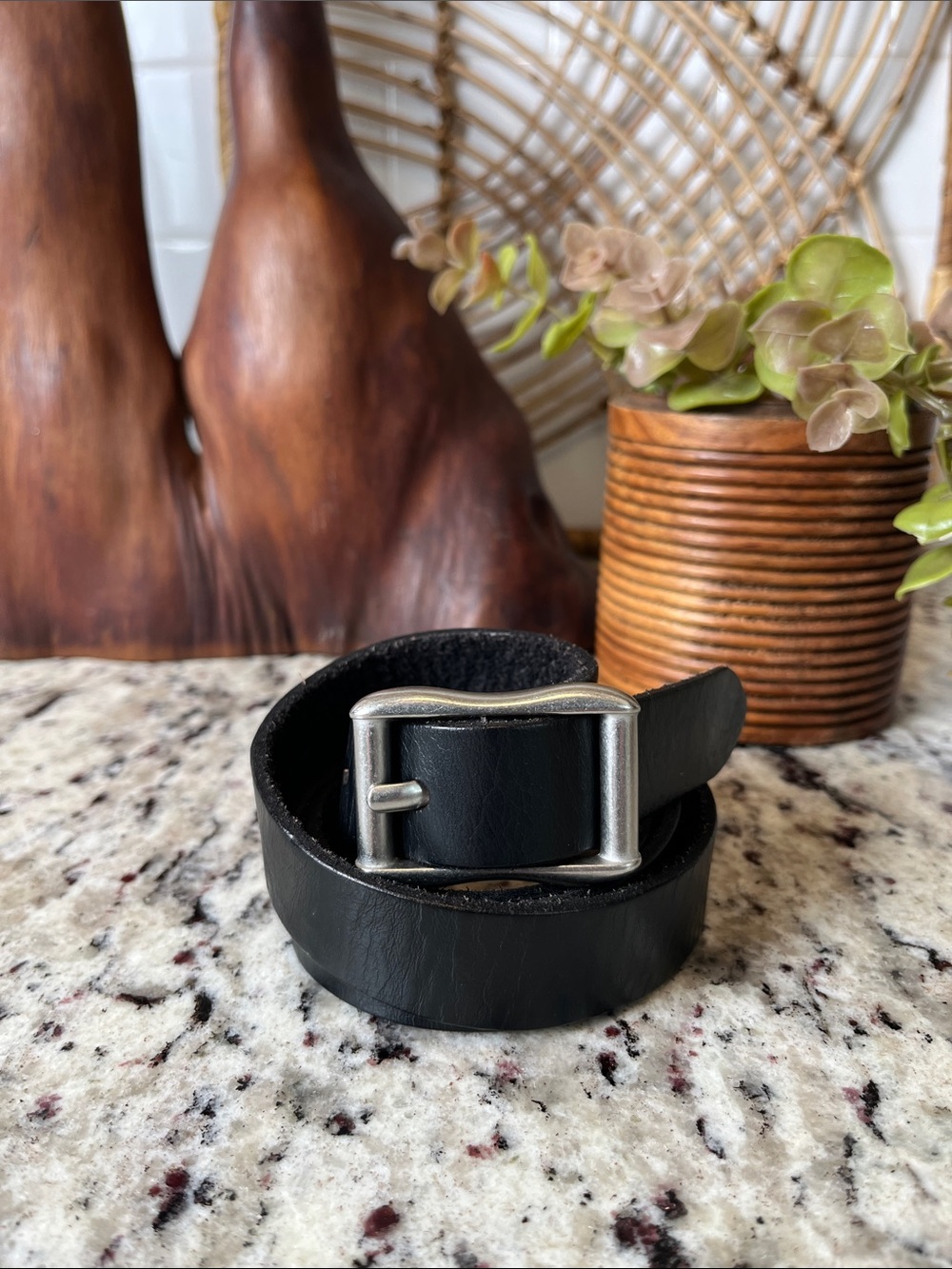 GAP Black Leather Women's Belt with Nickle Buckle